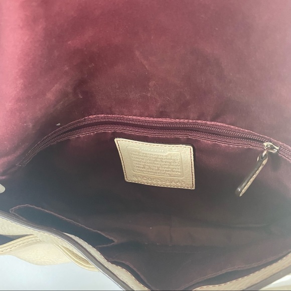 Coach Cream Leather Metal Ring Shoulder Flap Bag - Picture 12 of 14